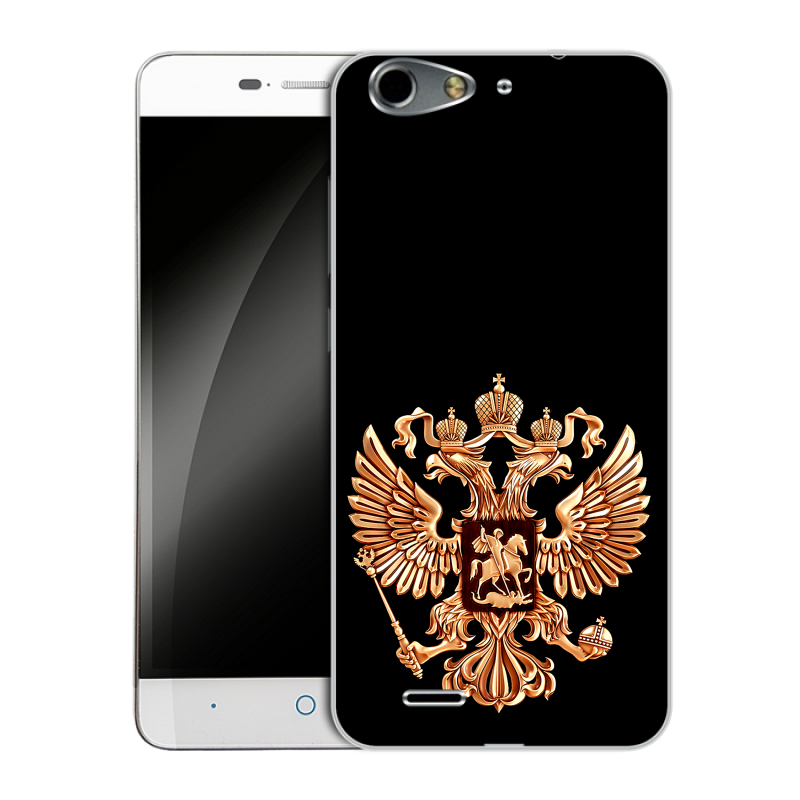 Силиконовый чехол на ZTE Blade L4 с принтом Герб России золотой Силиконовый чехол на ZTE Blade L4 с принтом Герб России золотой