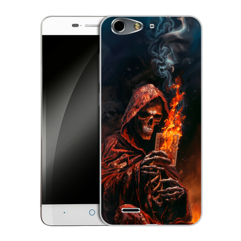 Силиконовый чехол на ZTE Blade L4 с принтом Скелет и карты Силиконовый чехол на ZTE Blade L4 с принтом Скелет и карты