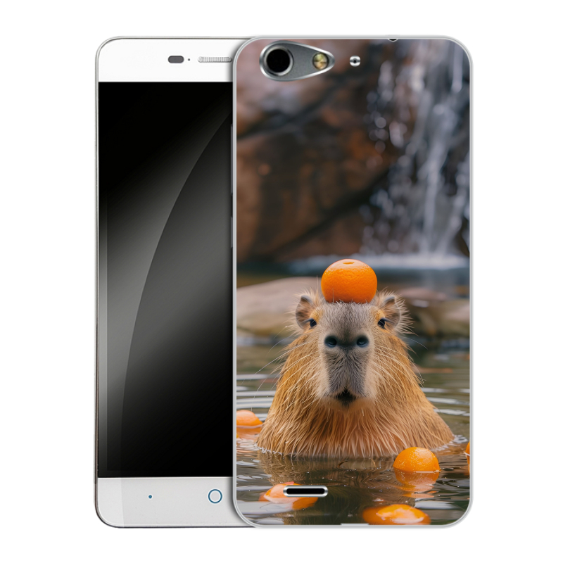 Силиконовый чехол на ZTE Blade L4 с принтом Капибара с апельсином Силиконовый чехол на ZTE Blade L4 с принтом Капибара с апельсином