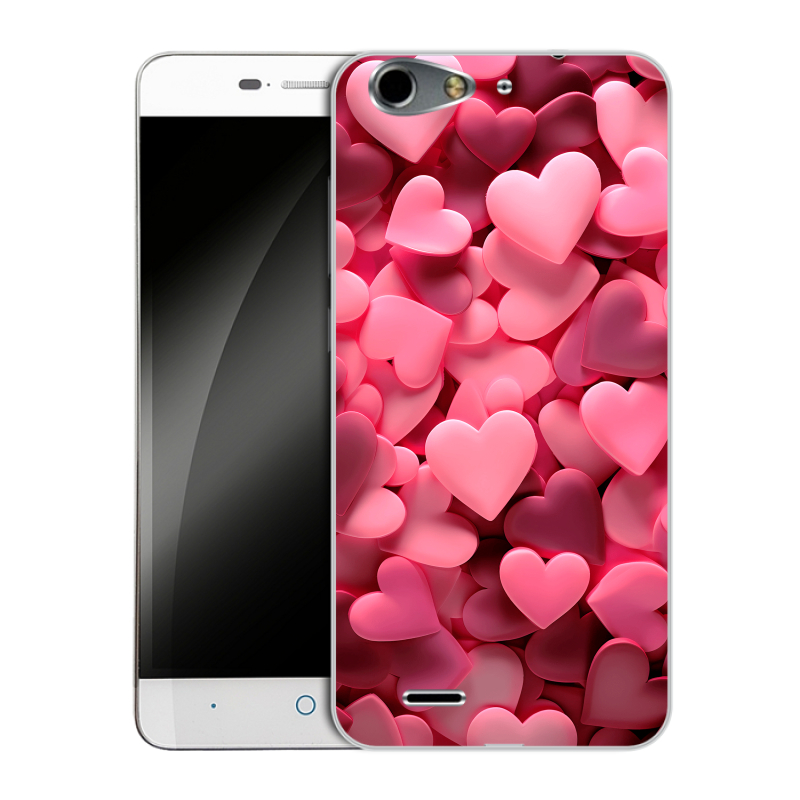 Силиконовый чехол на ZTE Blade L4 с принтом розовые сердечки Силиконовый чехол на ZTE Blade L4 с принтом розовые сердечки
