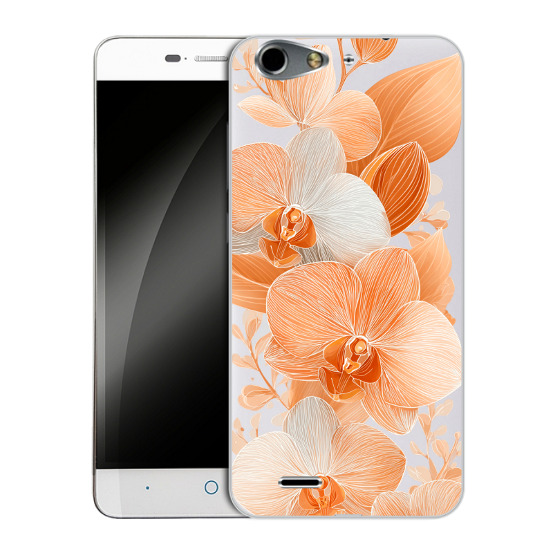 Силиконовый чехол на ZTE Blade L4 с принтом Бежевые цветы Силиконовый чехол на ZTE Blade L4 с принтом Бежевые цветы