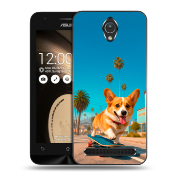 Пластиковый чехол на ASUS ZenFone Go 4.5 с принтом Корги на скейте