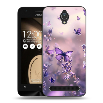 Пластиковый чехол на ASUS ZenFone Go 4.5 с принтом бабочки и лаванда