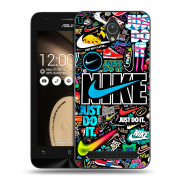Пластиковый чехол на ASUS ZenFone Go 4.5 с принтом найк nike черный Пластиковый чехол на ASUS ZenFone Go 4.5 с принтом найк nike черный