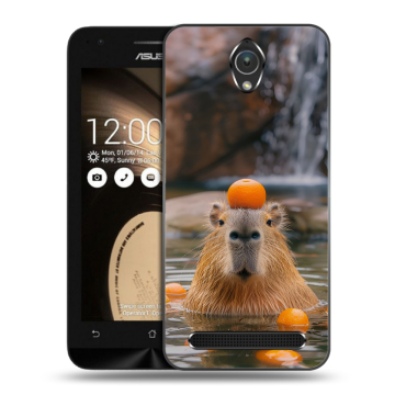 Пластиковый чехол на ASUS ZenFone Go 4.5 с принтом Капибара с апельсином Пластиковый чехол на ASUS ZenFone Go 4.5 с принтом Капибара с апельсином