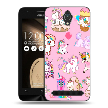 Пластиковый чехол на ASUS ZenFone Go 4.5 с принтом розовые единороги