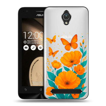 Пластиковый чехол на ASUS ZenFone Go 4.5 с принтом цветы бабочки Пластиковый чехол на ASUS ZenFone Go 4.5 с принтом цветы бабочки