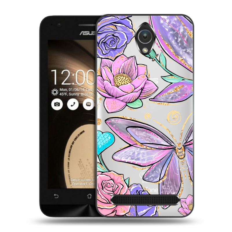Пластиковый чехол на ASUS ZenFone Go 4.5 с принтом Бабочки и цветы Пластиковый чехол на ASUS ZenFone Go 4.5 с принтом Бабочки и цветы