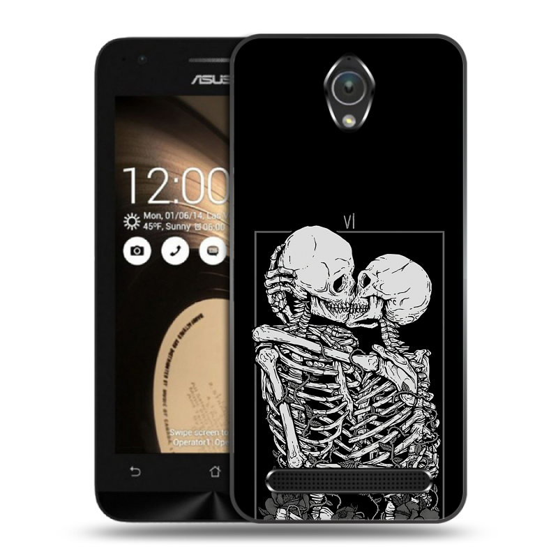 Пластиковый чехол на ASUS ZenFone Go 4.5 с принтом Поцелуй скелетов Пластиковый чехол на ASUS ZenFone Go 4.5 с принтом Поцелуй скелетов