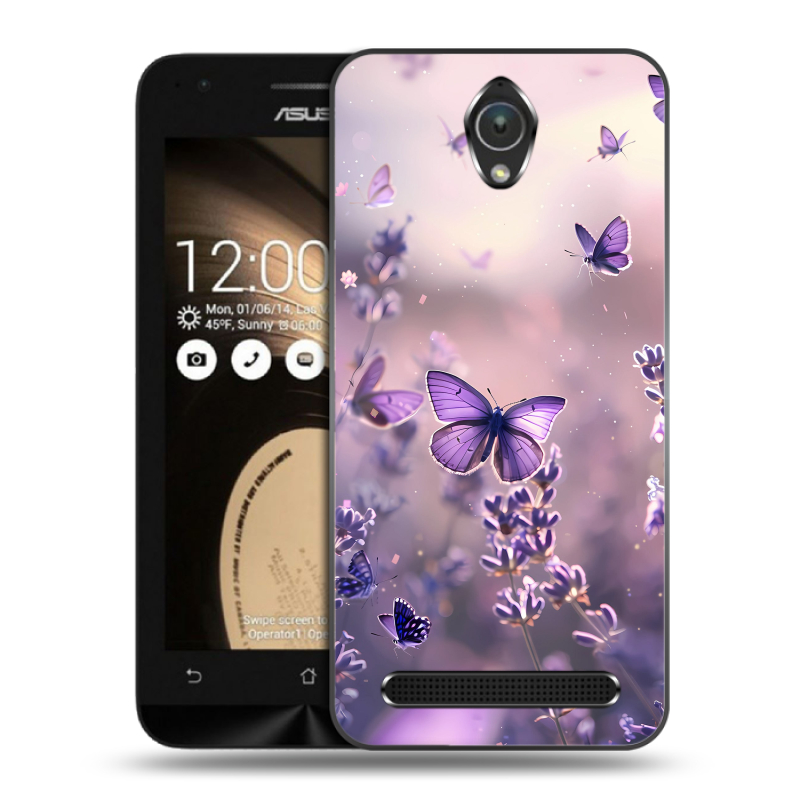Пластиковый чехол на ASUS ZenFone Go 4.5 с принтом бабочки и лаванда Пластиковый чехол на ASUS ZenFone Go 4.5 с принтом бабочки и лаванда