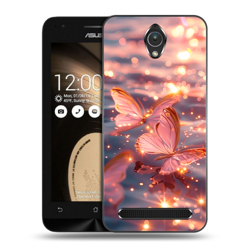 Пластиковый чехол на ASUS ZenFone Go 4.5 с принтом бабочки розовые Пластиковый чехол на ASUS ZenFone Go 4.5 с принтом бабочки розовые