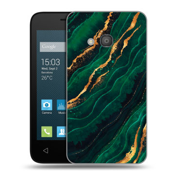 Пластиковый чехол на Alcatel One Touch Pixi 4 (4) с принтом Мрамор зеленое золото Пластиковый чехол на Alcatel One Touch Pixi 4 (4) с принтом Мрамор зеленое золото