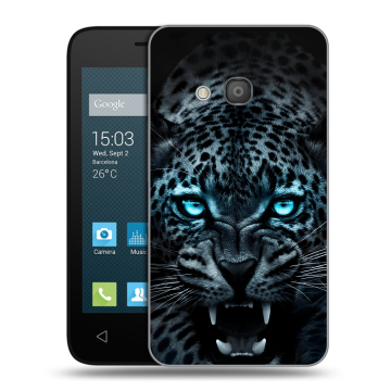 Пластиковый чехол на Alcatel One Touch Pixi 4 (4) с принтом Темный леопард Пластиковый чехол на Alcatel One Touch Pixi 4 (4) с принтом Темный леопард