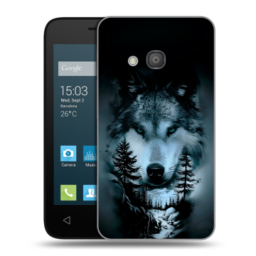 Пластиковый чехол на Alcatel One Touch Pixi 4 (4) с принтом Лесной волк Пластиковый чехол на Alcatel One Touch Pixi 4 (4) с принтом Лесной волк