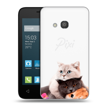 Пластиковый чехол на Alcatel One Touch Pixi 4 (4) с принтом Кошки Пластиковый чехол на Alcatel One Touch Pixi 4 (4) с принтом Кошки