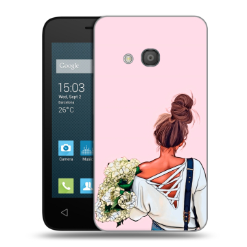 Пластиковый чехол на Alcatel One Touch Pixi 4 (4) с принтом Девушка и букет Пластиковый чехол на Alcatel One Touch Pixi 4 (4) с принтом Девушка и букет