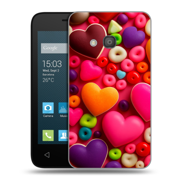 Пластиковый чехол на Alcatel One Touch Pixi 4 (4) с принтом Сердечки Пластиковый чехол на Alcatel One Touch Pixi 4 (4) с принтом Сердечки