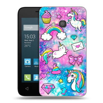 Пластиковый чехол на Alcatel One Touch Pixi 4 (4) с принтом Единороги