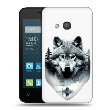 Пластиковый чехол на Alcatel One Touch Pixi 4 (4) с принтом Волк в лесу Пластиковый чехол на Alcatel One Touch Pixi 4 (4) с принтом Волк в лесу