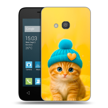Пластиковый чехол на Alcatel One Touch Pixi 4 (4) с принтом Котенок в шапке