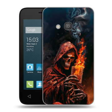 Пластиковый чехол на Alcatel One Touch Pixi 4 (4) с принтом Скелет и карты