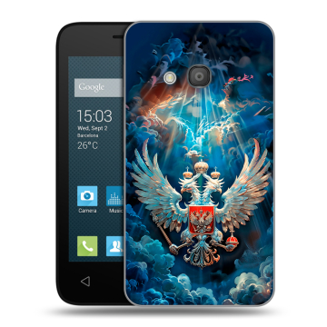 Пластиковый чехол на Alcatel One Touch Pixi 4 (4) с принтом Герб флаг России