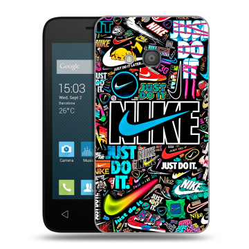 Пластиковый чехол на Alcatel One Touch Pixi 4 (4) с принтом найк nike черный Пластиковый чехол на Alcatel One Touch Pixi 4 (4) с принтом найк nike черный