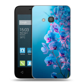 Пластиковый чехол на Alcatel One Touch Pixi 4 (4) с принтом голубые орхидеи Пластиковый чехол на Alcatel One Touch Pixi 4 (4) с принтом голубые орхидеи