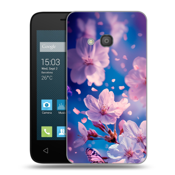 Пластиковый чехол на Alcatel One Touch Pixi 4 (4) с принтом цветы бабочки