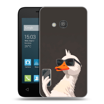 Пластиковый чехол на Alcatel One Touch Pixi 4 (4) с принтом утка в очках