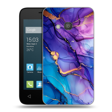 Пластиковый чехол на Alcatel One Touch Pixi 4 (4) с принтом синий мрамор Пластиковый чехол на Alcatel One Touch Pixi 4 (4) с принтом синий мрамор