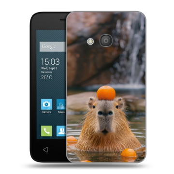 Пластиковый чехол на Alcatel One Touch Pixi 4 (4) с принтом Капибара с апельсином