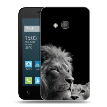 Пластиковый чехол на Alcatel One Touch Pixi 4 (4) с принтом Лев кошки