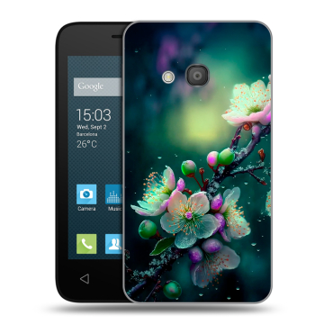 Пластиковый чехол на Alcatel One Touch Pixi 4 (4) с принтом Цветы и мрамор