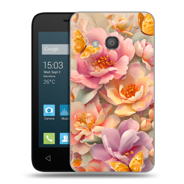 Пластиковый чехол на Alcatel One Touch Pixi 4 (4) с принтом Цветы и бабочки