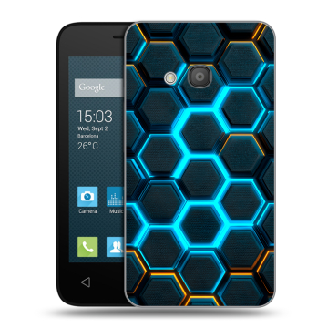 Пластиковый чехол на Alcatel One Touch Pixi 4 (4) с принтом Неоновые соты