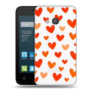 Пластиковый чехол на Alcatel One Touch Pixi 4 (4) с принтом Сердечки
