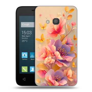 Пластиковый чехол на Alcatel One Touch Pixi 4 (4) с принтом Цветы и бабочки