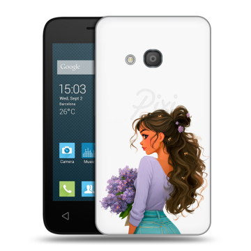 Пластиковый чехол на Alcatel One Touch Pixi 4 (4) с принтом девушка цветы