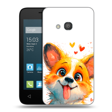 Пластиковый чехол на Alcatel One Touch Pixi 4 (4) с принтом корги