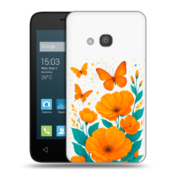 Пластиковый чехол на Alcatel One Touch Pixi 4 (4) с принтом цветы бабочки