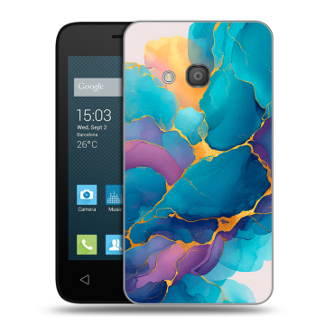 Пластиковый чехол на Alcatel One Touch Pixi 4 (4) с принтом Мрамор блестки