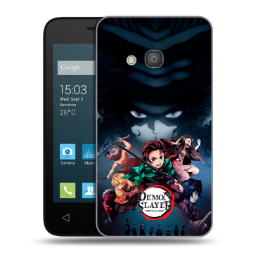 Пластиковый чехол на Alcatel One Touch Pixi 4 (4) с принтом Demon Slayer Клинок рассекающий демонов