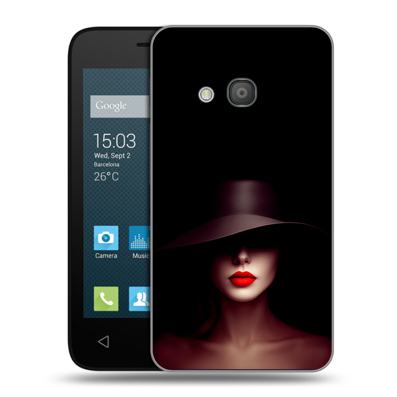 Пластиковый чехол на Alcatel One Touch Pixi 4 (4) с принтом Девушка в шляпе Пластиковый чехол на Alcatel One Touch Pixi 4 (4) с принтом Девушка в шляпе
