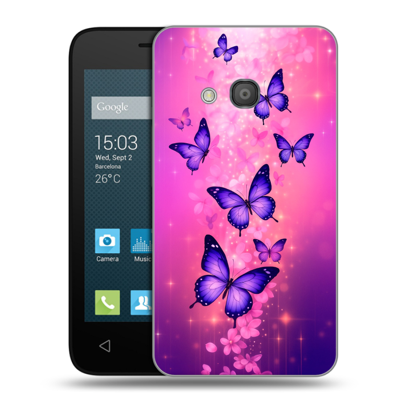 Пластиковый чехол на Alcatel One Touch Pixi 4 (4) с принтом Бабочки Пластиковый чехол на Alcatel One Touch Pixi 4 (4) с принтом Бабочки