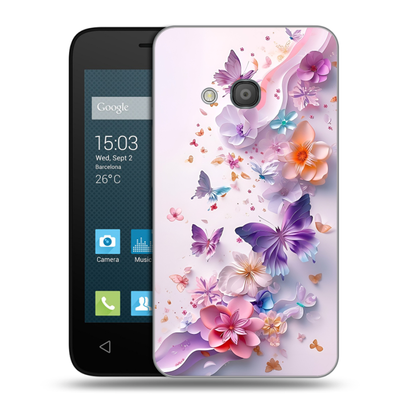 Пластиковый чехол на Alcatel One Touch Pixi 4 (4) с принтом цветы бабочки Пластиковый чехол на Alcatel One Touch Pixi 4 (4) с принтом цветы бабочки