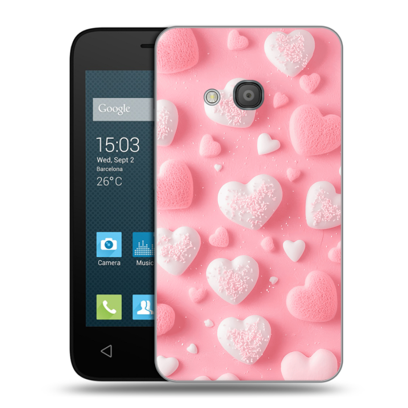 Пластиковый чехол на Alcatel One Touch Pixi 4 (4) с принтом Сердечки Пластиковый чехол на Alcatel One Touch Pixi 4 (4) с принтом Сердечки