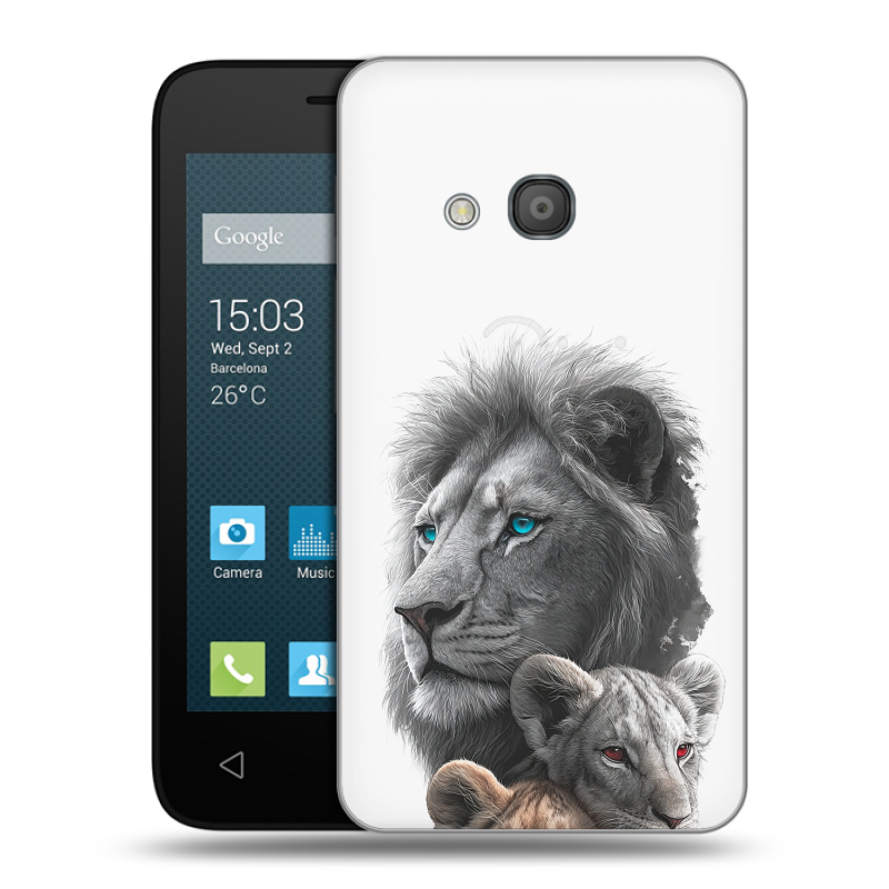 Пластиковый чехол на Alcatel One Touch Pixi 4 (4) с принтом Львы Пластиковый чехол на Alcatel One Touch Pixi 4 (4) с принтом Львы