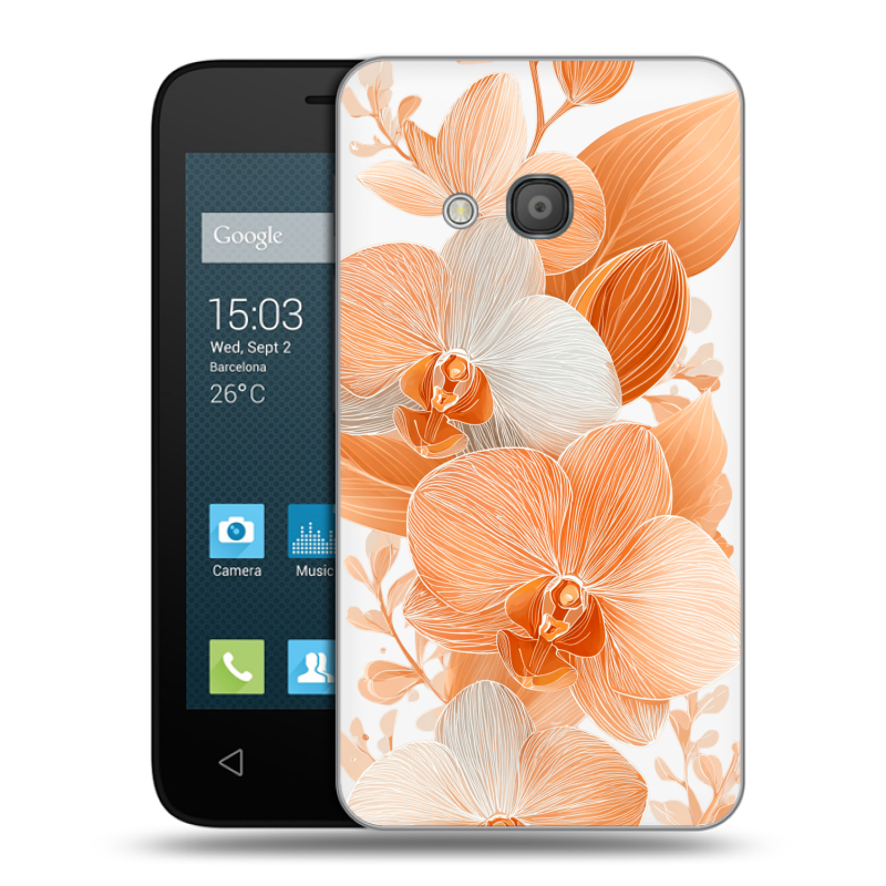 Пластиковый чехол на Alcatel One Touch Pixi 4 (4) с принтом Бежевые цветы Пластиковый чехол на Alcatel One Touch Pixi 4 (4) с принтом Бежевые цветы