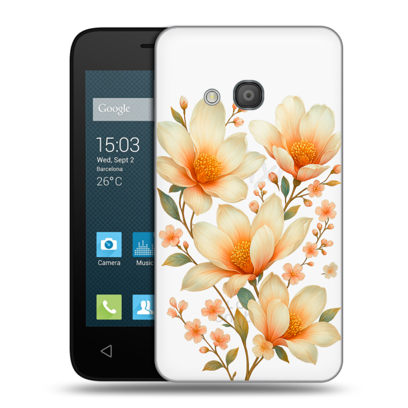Пластиковый чехол на Alcatel One Touch Pixi 4 (4) с принтом Цветы Пластиковый чехол на Alcatel One Touch Pixi 4 (4) с принтом Цветы